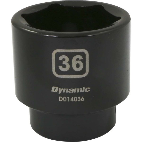 Dynamic Tools 1/2" Drive 6 Point Metric, 36mm Standard Length, Impact Socket D014036